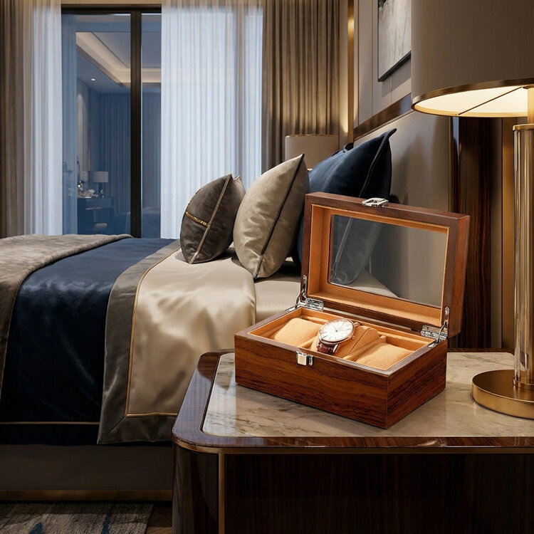 Chronoguard Switzerland Positano Luxus  Uhrenbox für 3 Uhren Handmade