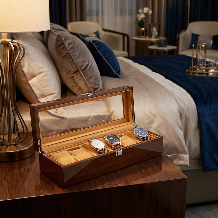 Chronoguard Switzerland Positano Luxus Uhrenbox für 6 Uhren Handmade