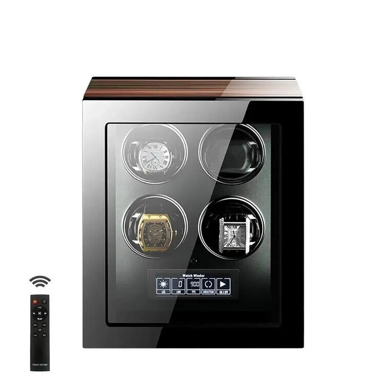 Chronoguard Uhrenbeweger Uhrenbeweger für 4 Automatikuhren – Ebenholz, Touchscreen, leise, TPD einstellbar | Premium