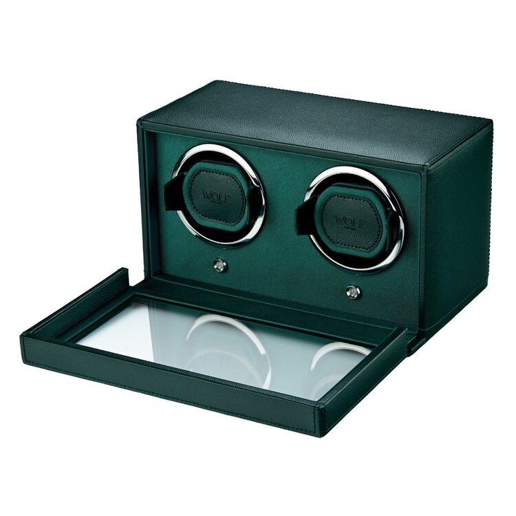 Wolf 1834  Cub Double Watch Winder mit Glasdeckel - Grün