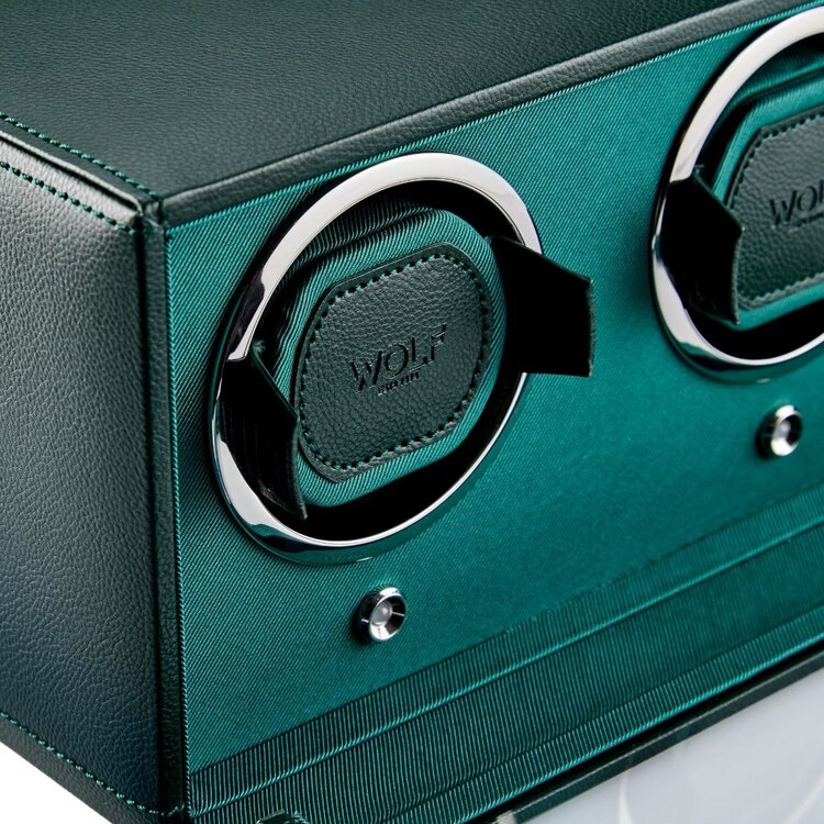 Wolf 1834  Cub Double Watch Winder mit Glasdeckel - Grün