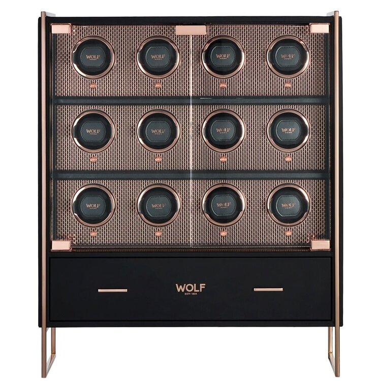 Wolf 1834  Axis 12 Piece Watch Winder Cabinet - Copper
