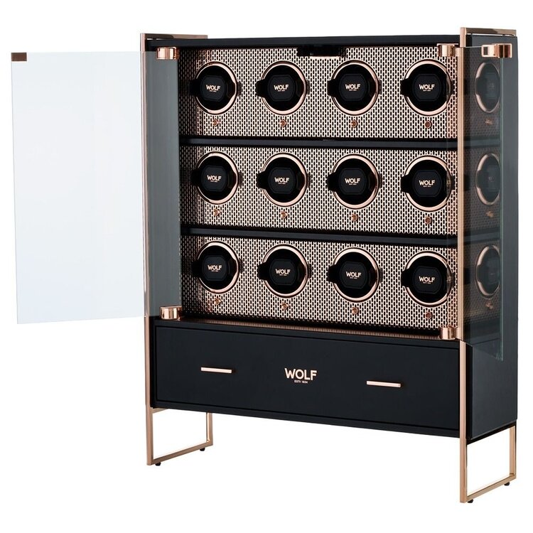 Wolf 1834  Axis 12 Piece Watch Winder Cabinet - Copper