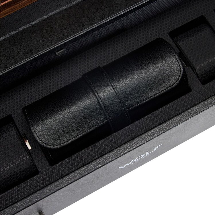 Wolf 1834  Roadster 12 Piece Watch Winder Cabinet - Black / Ebony Macassar