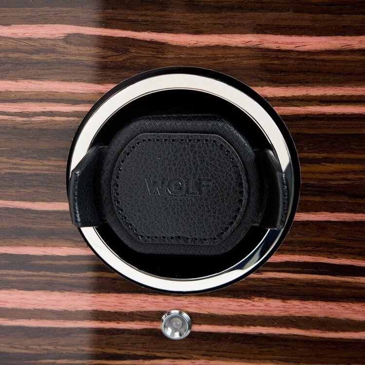 Wolf 1834  Roadster 16 Piece Watch Winder Cabinet - Black / Ebony Macassar