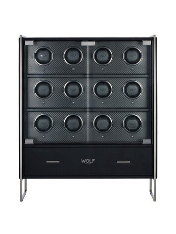 Wolf 1834 Axis 12 Piece Uhrenbeweger Cabinet - Powder Coat Black