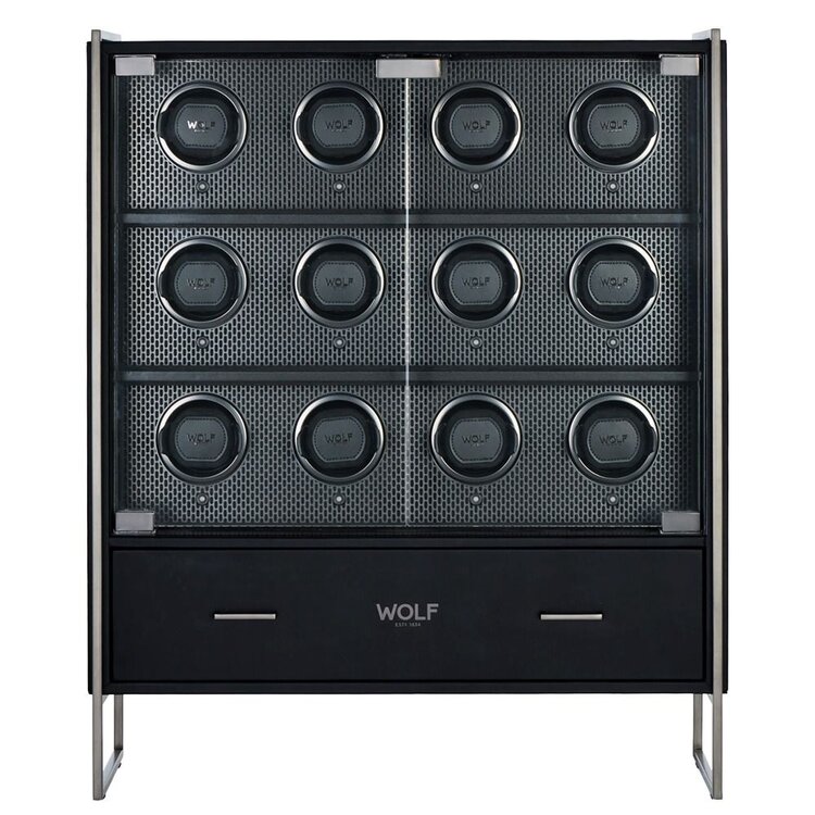 Wolf 1834 Axis 12 Piece Uhrenbeweger Cabinet - Powder Coat Black