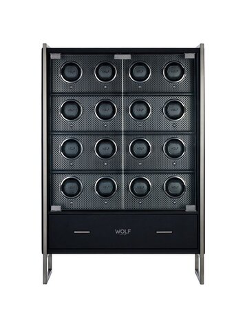 Wolf 1834 Axis 16 Piece Watch Winder Cabinet - Powder Coat Black