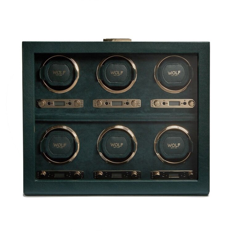 Wolf 1834 British Racing 6 Piece Watch Winder - Green