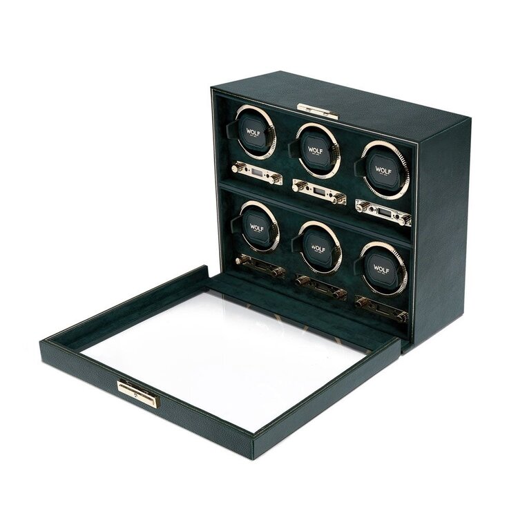 Wolf 1834 British Racing 6 Piece Watch Winder - Green