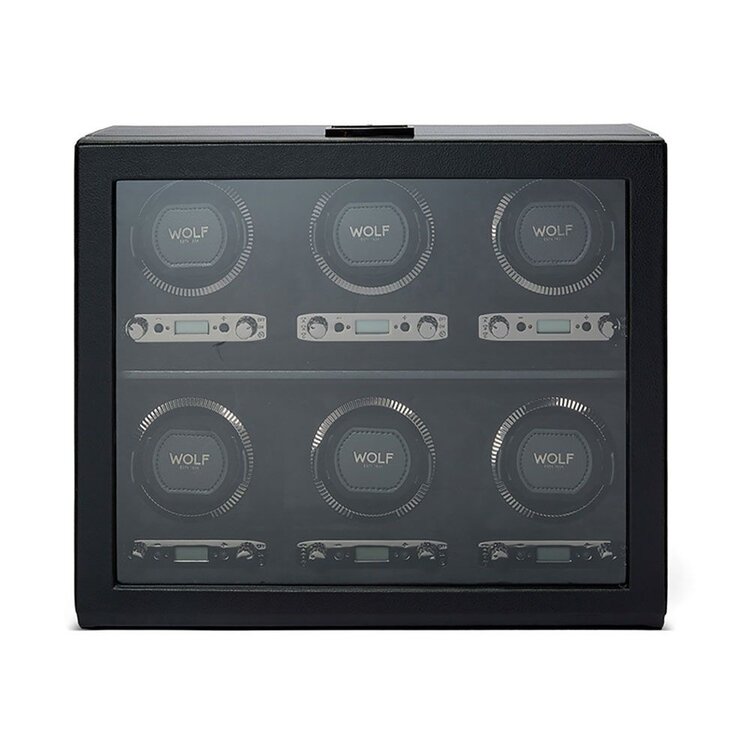 Wolf 1834  British Racing 6 Piece Watch Winder - Black