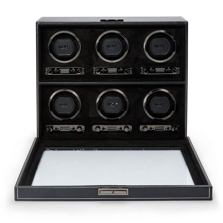 Wolf 1834  British Racing 6 Piece Watch Winder - Black