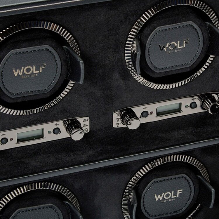 Wolf 1834  British Racing 6 Piece Watch Winder - Black