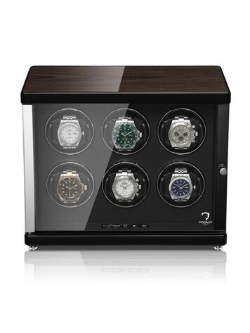 Modalo Uhrenbeweger Uhrenbeweger für 6 Automatikuhren – Makassar/Schwarz, Touch-Display, LED | Ambiente