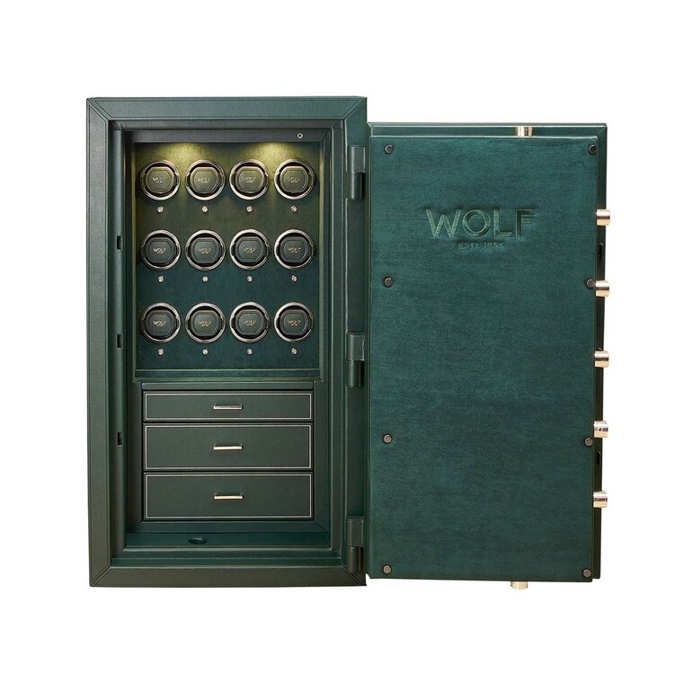 Wolf 1834  Athos 12 Piece Watch Winder und Jewellery Safe  Green