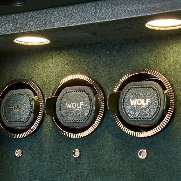 Wolf 1834  Athos 12 Piece Watch Winder und Jewellery Safe  Green