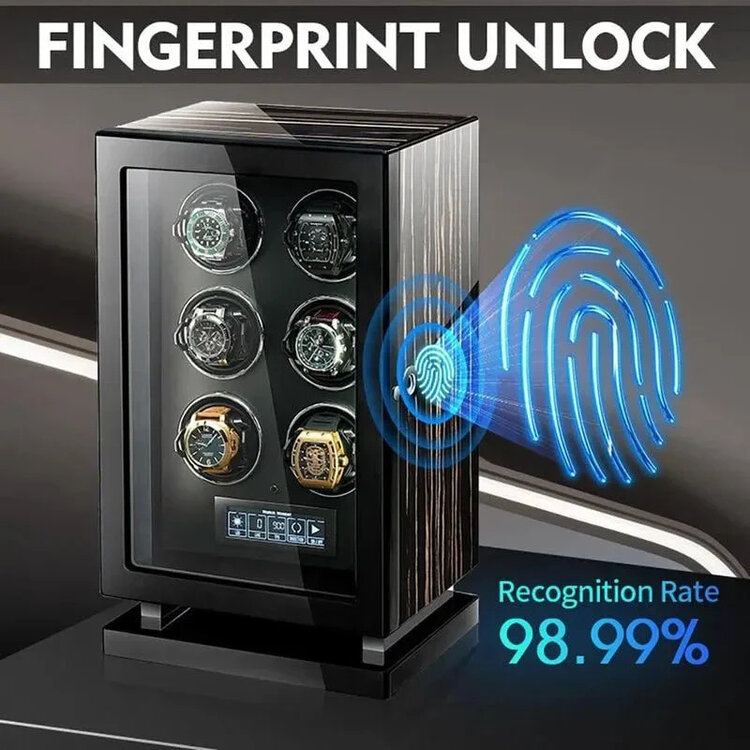 Chronoguard Uhrenbeweger Uhrenbeweger für 2 Automatikuhren – Zebrano-Ebenholz, Fingerabdruck, leise, TPD einstellbar | Panthera