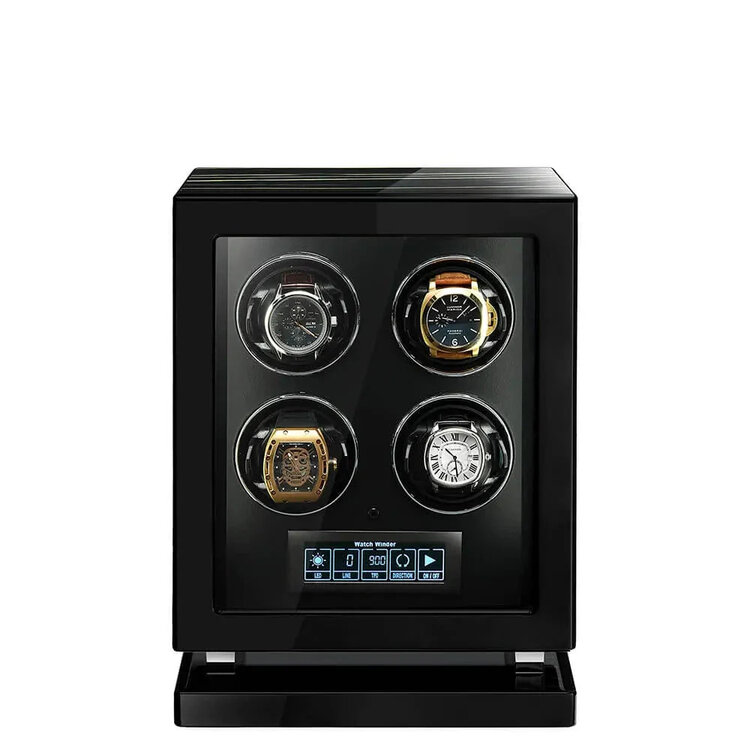 Chronoguard Uhrenbeweger Uhrenbeweger für 4 Automatikuhren – Zebrano-Ebenholz, Fingerabdruck, leise, TPD einstellbar | Panthera