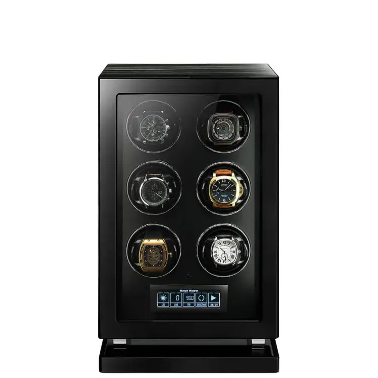 Chronoguard Uhrenbeweger Uhrenbeweger für 6 Automatikuhren – Zebrano-Ebenholz, Fingerabdruck, leise, TPD einstellbar | Panthera