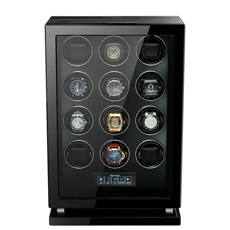 Chronoguard Uhrenbeweger Uhrenbeweger für 12 Automatikuhren – Zebrano-Ebenholz, Fingerabdruck, leise, TPD einstellbar | Panthera