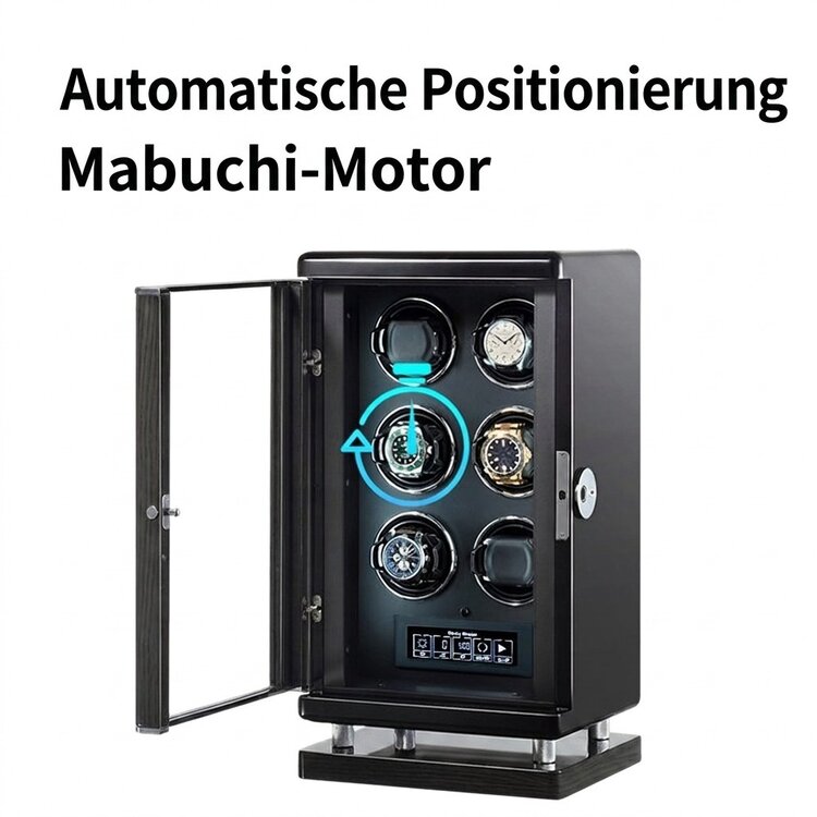 Chronoguard Uhrenbeweger Uhrenbeweger für 4 Automatikuhren – Schwarz, Biometrie, leise, TPD einstellbar | Elixir