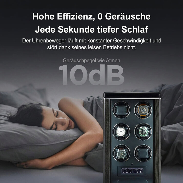 Chronoguard Uhrenbeweger Uhrenbeweger für 4 Automatikuhren – Schwarz, Biometrie, leise, TPD einstellbar | Elixir
