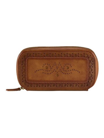 Wolf 1834 Brogue Reise-Etui mit Reissverschluss für 2 Uhren, Braun