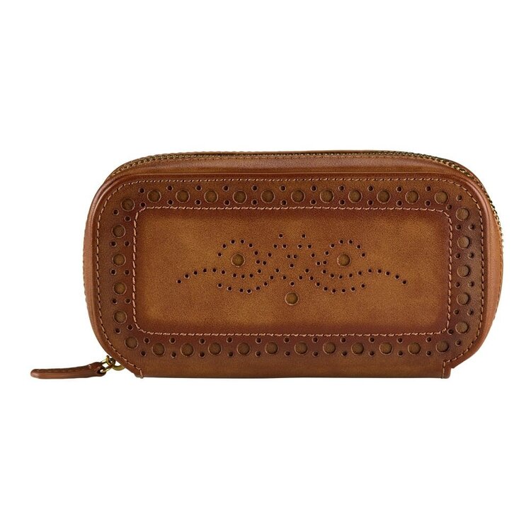 Wolf 1834 Brogue Reise-Etui mit Reissverschluss für 2 Uhren, Braun