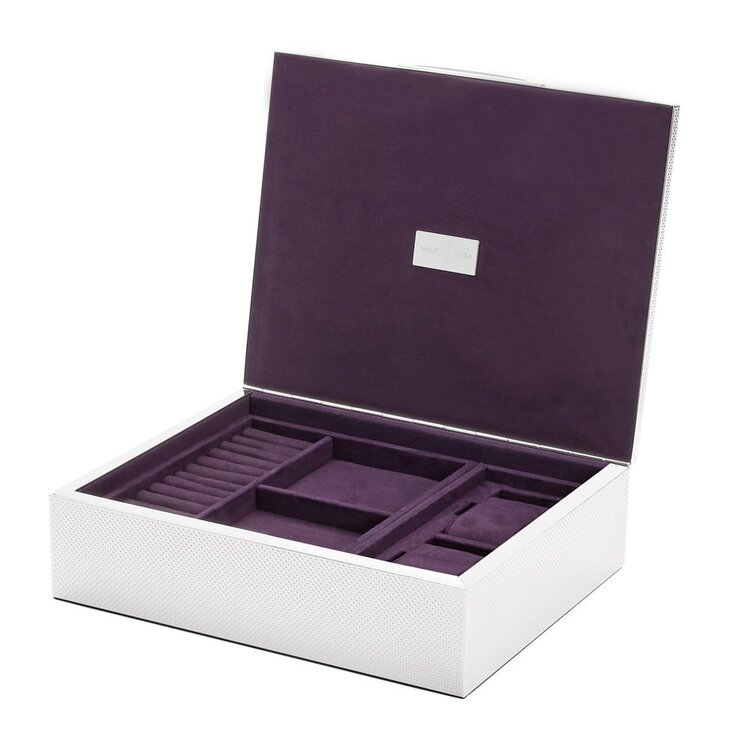 Wolf 1834 Silver Uhren- und Schmuckbox Medium für 2 Uhren, Silber