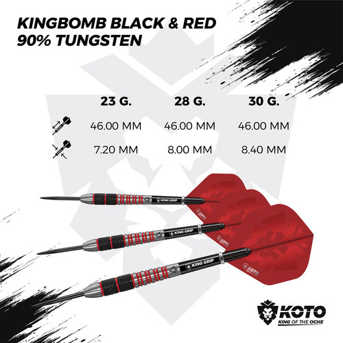 KOTO KOTO Kingbomb Black & Red 90% Steel Tip Darts