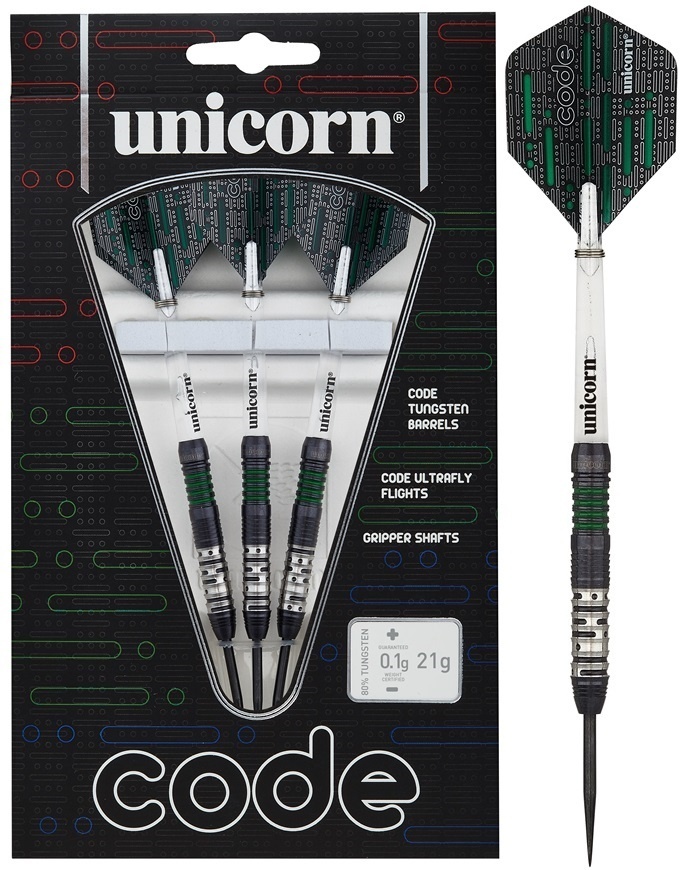 Unicorn Code 80 Black Green Steel Tip Darts