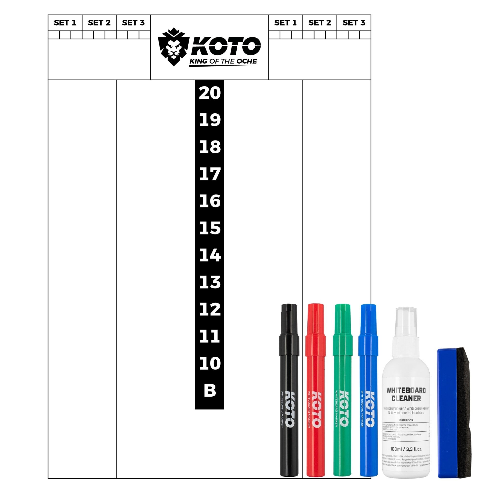 KOTO Flex Scoreboard 40x30cm + Whiteboard Marker Set Colours