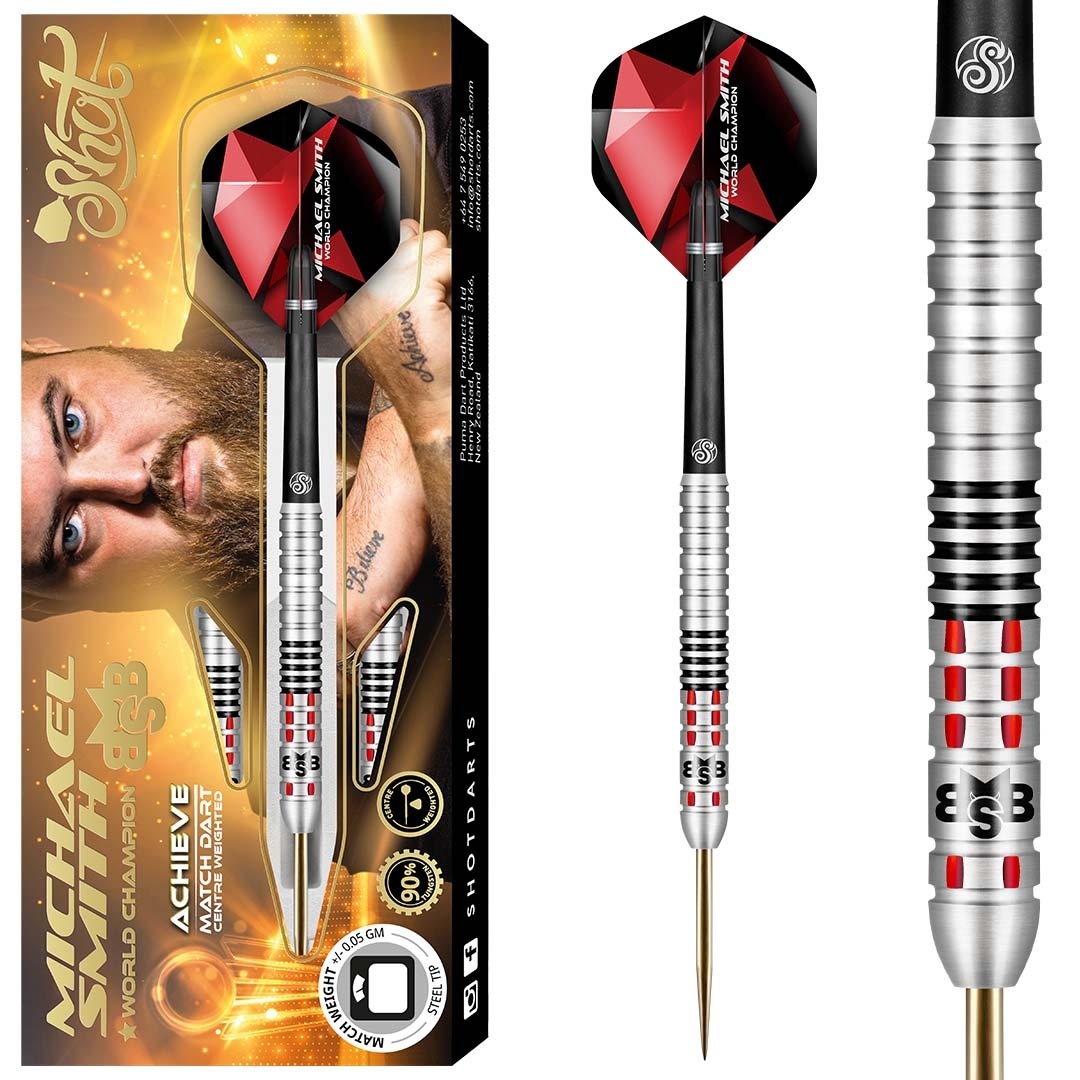 Shot Michael Smith Achieve 90% Steel Tip Darts - Dartshopper.co.uk