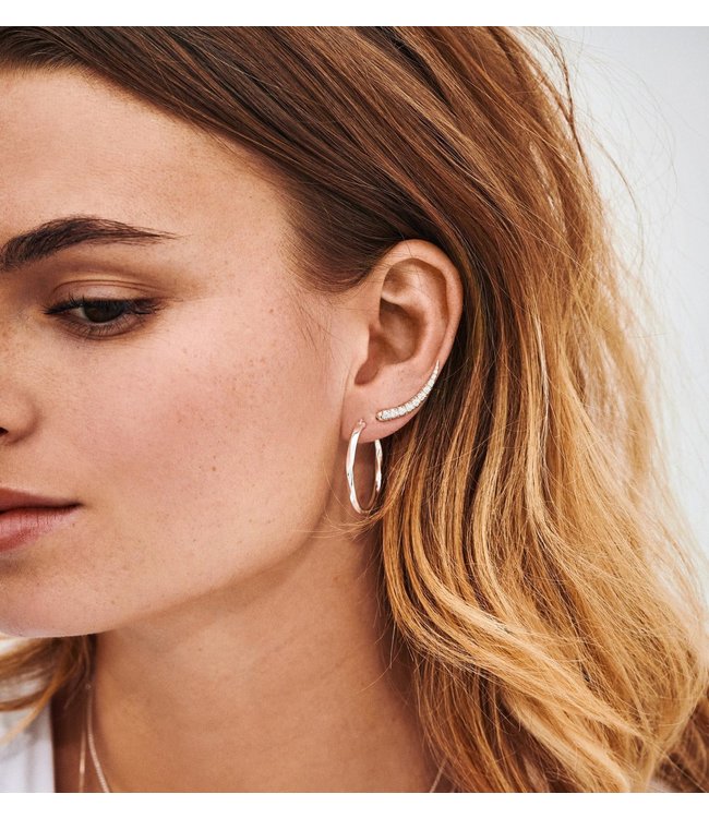 Single Zirconia Sparkle Hook Silver