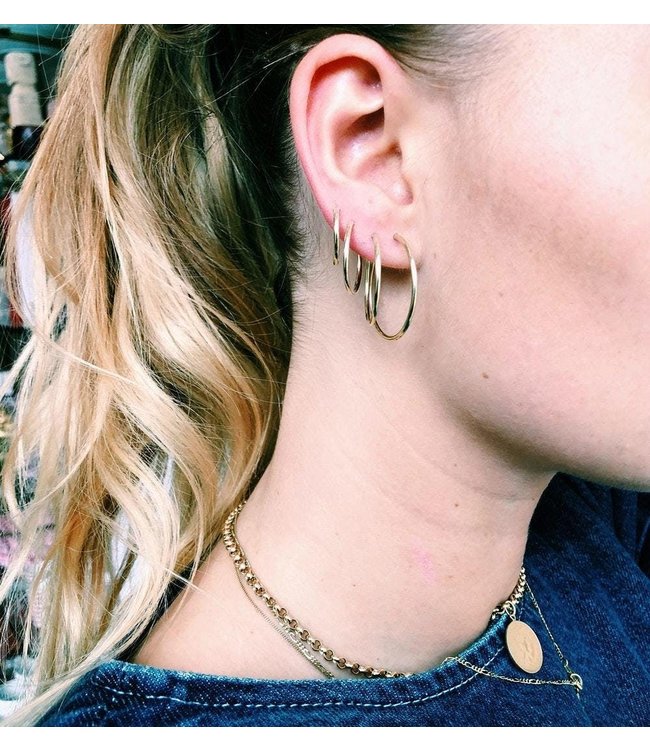 Single Plain Ring Earring (XL) Goldplated