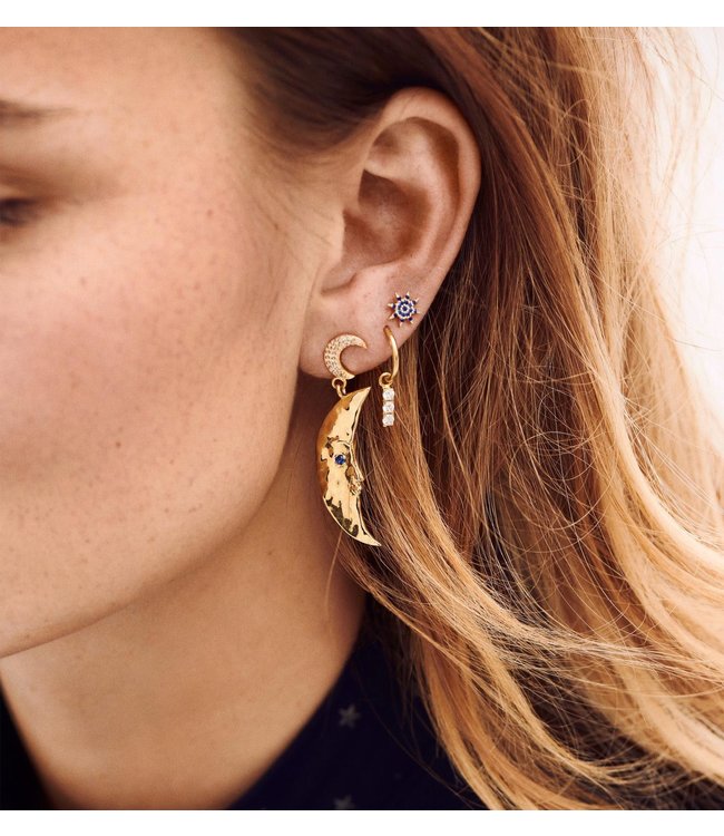 Single Nova Stud Navy Silver