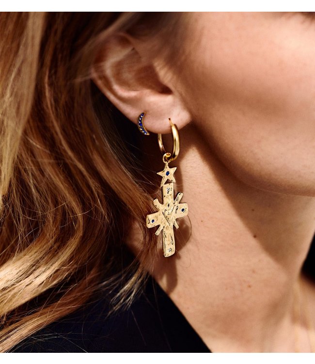 Single Nightfall Stud Navy Silver