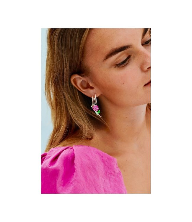 Single Thick Plain Ring Earring L silver