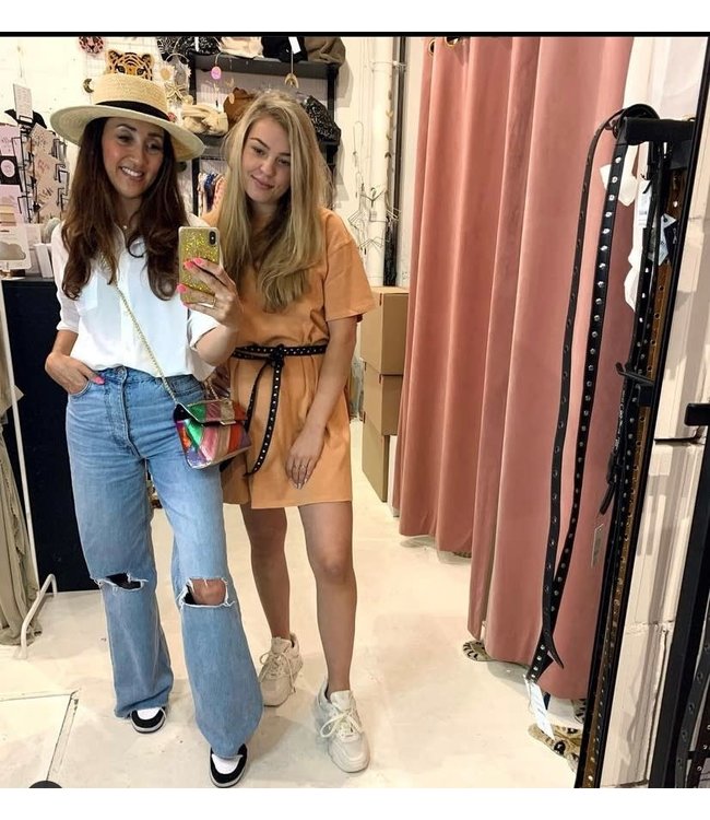 Studs riem zwart zilver