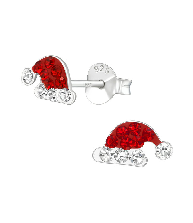 Kinder oorbellen - glitter kerstmuts