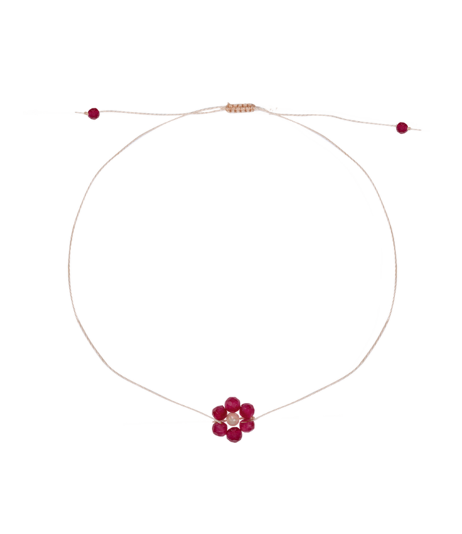 Ruby / July birth flower bracelet
