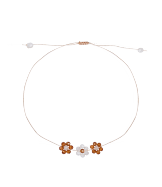 A LA Garnet & white quartz wild flowers armband