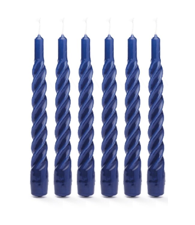 ANNA NINA Blue Twisted Candle Set of 6