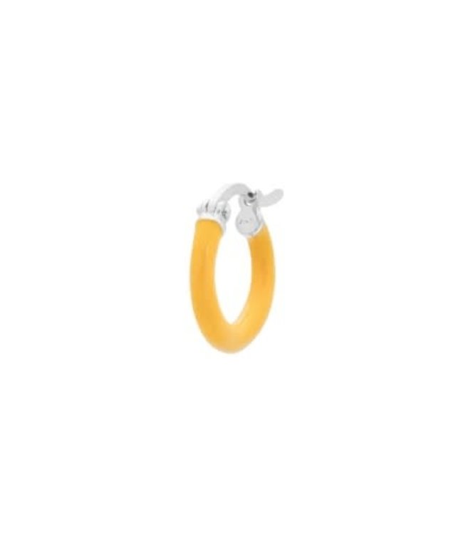 Single honey yellow ring earring silver
