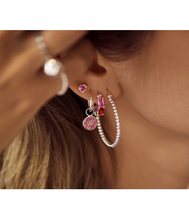 Single sunset ring earring silver