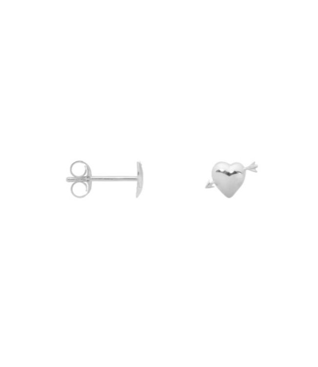 Single cupid stud earring silver