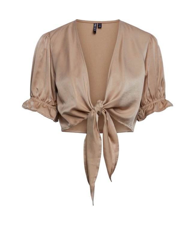 PIECES Lorelei SS tie bow top - Nomand