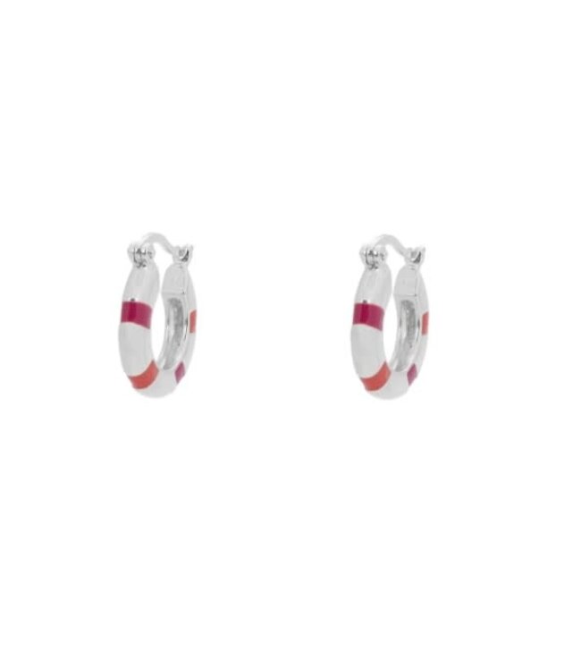 Fantasy stripe small hoop earrings - Silver
