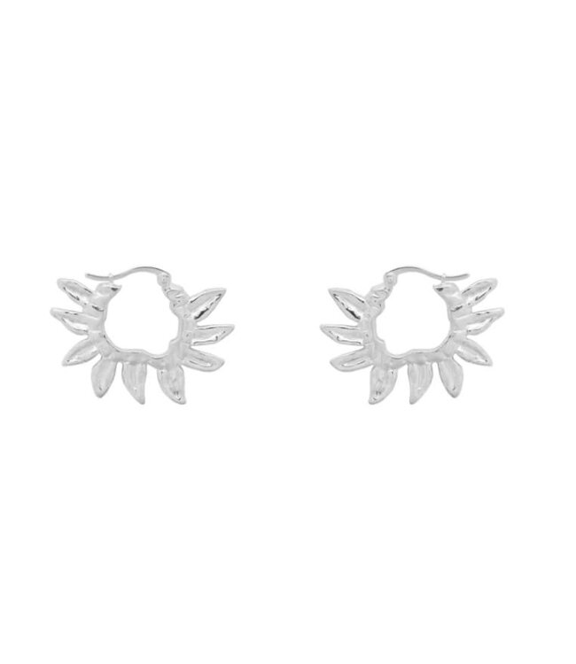 ANNA NINA Sunflower petals hoop earrings - Silver