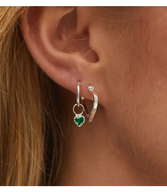 Funky love small hoop earrings - brass silverplated